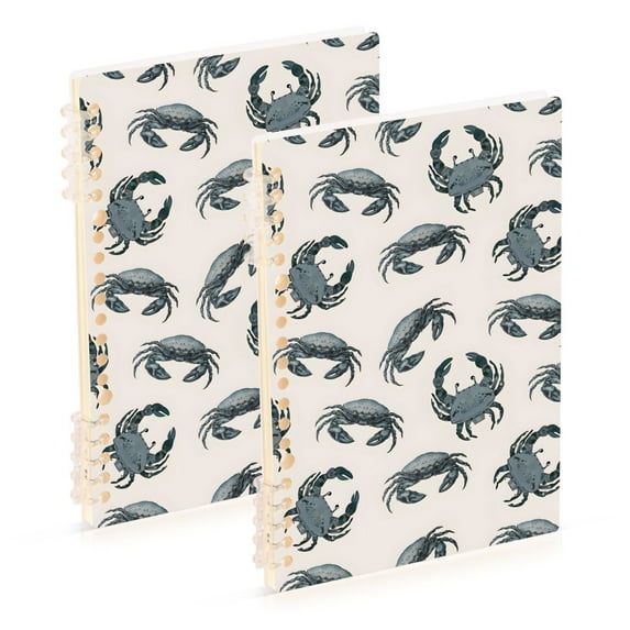 joogoo Spiral Journal Notebook Vintage Crab Print College Ruled Notebooks 8.3" x 5.7" 2 PCs