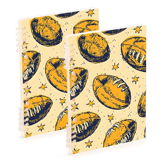 joogoo Spiral Journal Notebook Vintage Rugby Football College Ruled Notebooks 8.3" x 5.7" 2 PCs