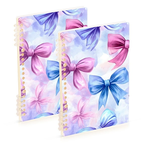 joogoo Spiral Journal Notebook Watercolor Bows College Ruled Notebooks 8.3" x 5.7" 2 PCs