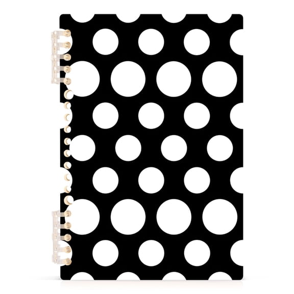 joogoo Spiral Journal Notebook White Polka Dots College Ruled Notebooks 8.3" x 5.7" 1 PC