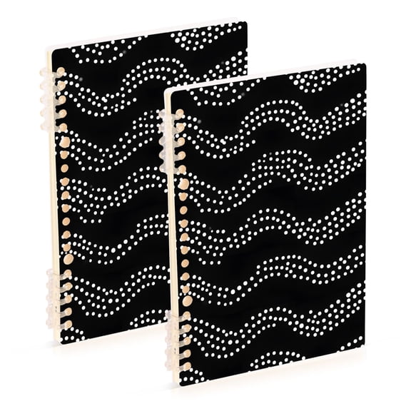 joogoo Spiral Journal Notebook White Polka Dots College Ruled Notebooks 8.3" x 5.7" 2 PCs
