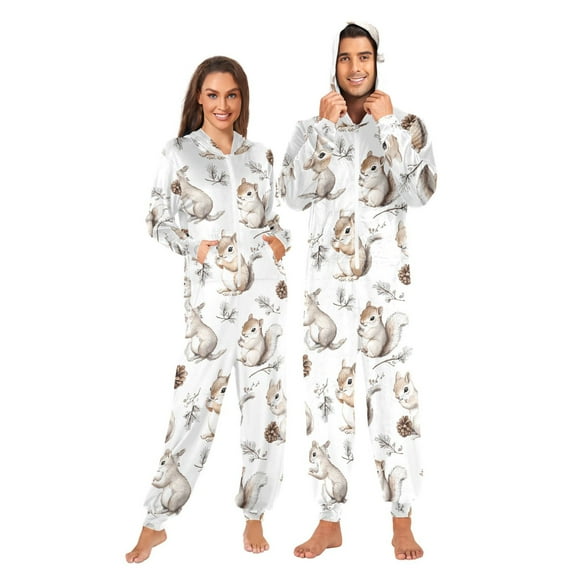 joogoo Squirrels Cute Unisex Adults Onesies Pajamas Jumpsuits M