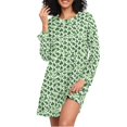 thumbnail image 1 of joogoo St Patrick Checkered Grid Women's Long Sleeve Nightgown Sleepwear XXXL, 1 of 8