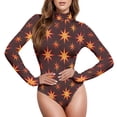 thumbnail image 1 of joogoo Star Geometrical Women's Mock Turtle Neck Long Sleeve Bodysuit M, 1 of 8