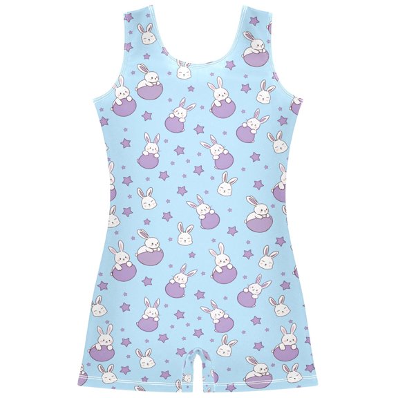 joogoo Star Rabbits Pattern Girls Leotards Gymnastics Tumbling Outfit Biketard Unitard 9-10Years