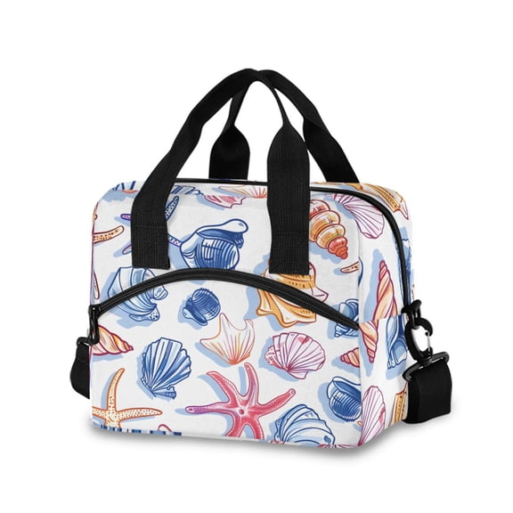 joogoo Starfish Shells Conch Insulated Lunch Bags Reusable Cooler Box with Shoulder Strap