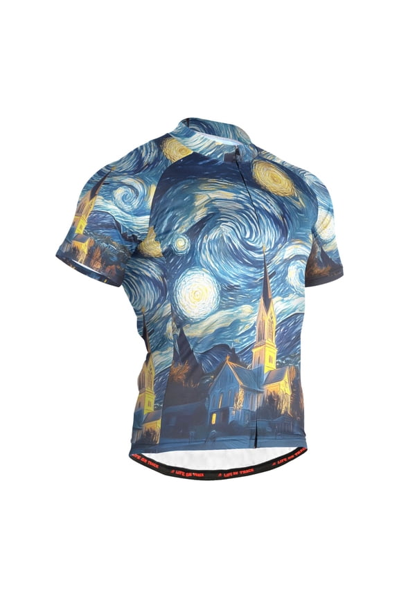 Starry Sky Oil Paint Men's Cycling Jerseys Mountain Bike Short Sleeve Tops S