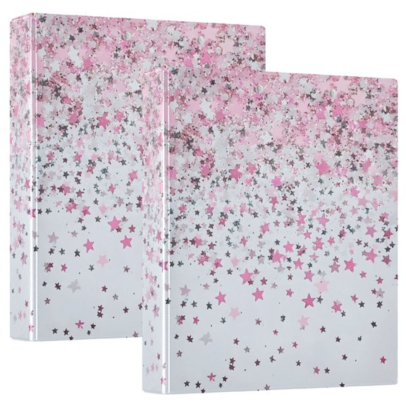 joogoo Stars Falling Hardcover 3 Ring Binder 1.5" Round Rings Interior Pockets Binders Organizer 2 Pack