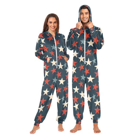 joogoo Stars Retro Unisex Adults Onesies Pajamas Jumpsuits L