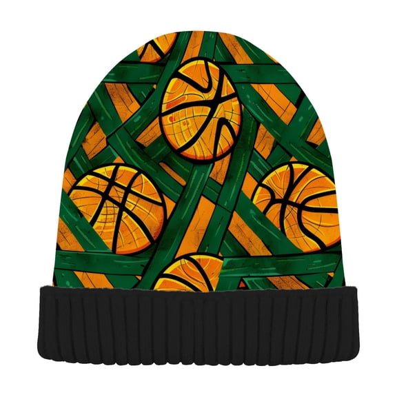 joogoo Stripes Basketballs Beanie Hats Cuffed Winter Warm Knit Thick Beanies