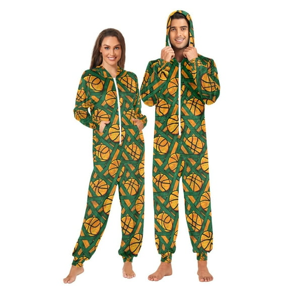 joogoo Stripes Basketballs Unisex Adults Onesies Pajamas Jumpsuits M