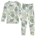 thumbnail image 1 of joogoo Summer Palm Leaf 2 Piece Long Sleeve Tee and Pants Cotton Pajama Set 5Y, 1 of 7