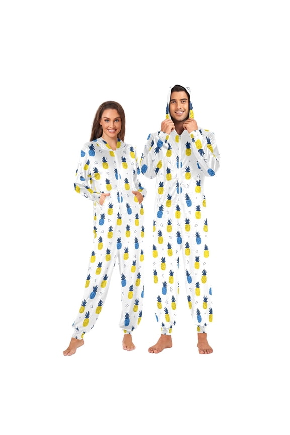 Summer Pineapples Unisex Adults Onesies Pajamas Jumpsuits M