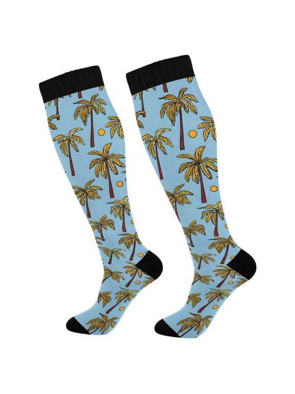 Sun and Palm Tree Socks Women Men Knee High Sock