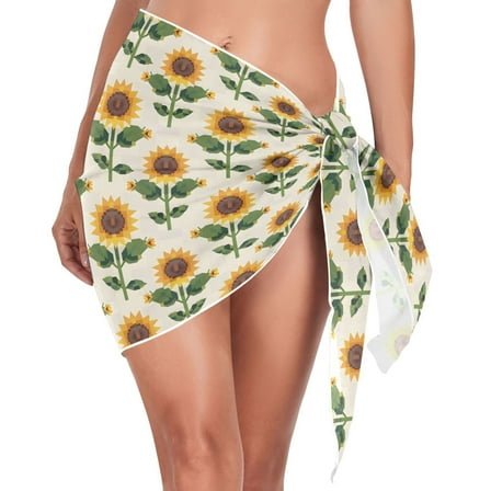 joogoo Sunflower Blooming Women's Beach Sarong Bathing Suit Wrap Swimwear Cover Ups M