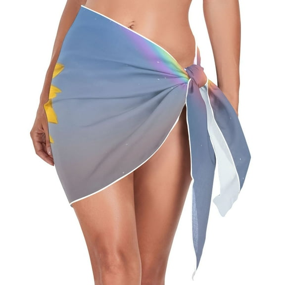 joogoo Sunflower View Women's Beach Sarong Bathing Suit Wrap Swimwear Cover Ups M