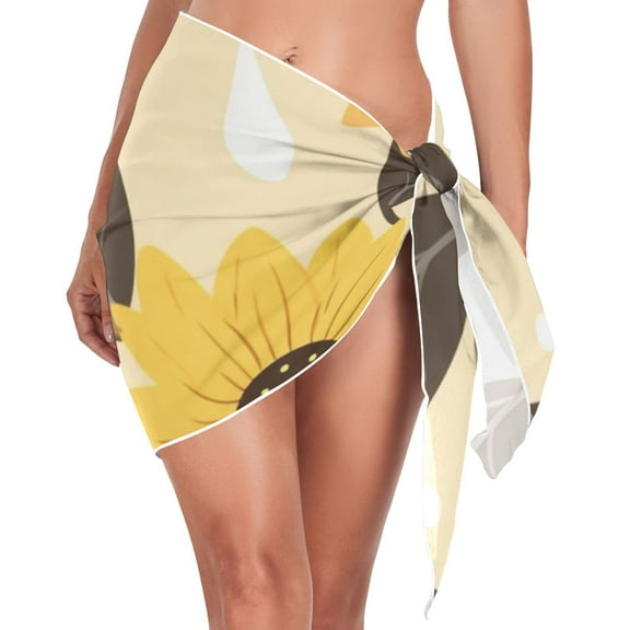 joogoo Sunflower Women's Beach Sarong Bathing Suit Wrap Swimwear Cover Ups L