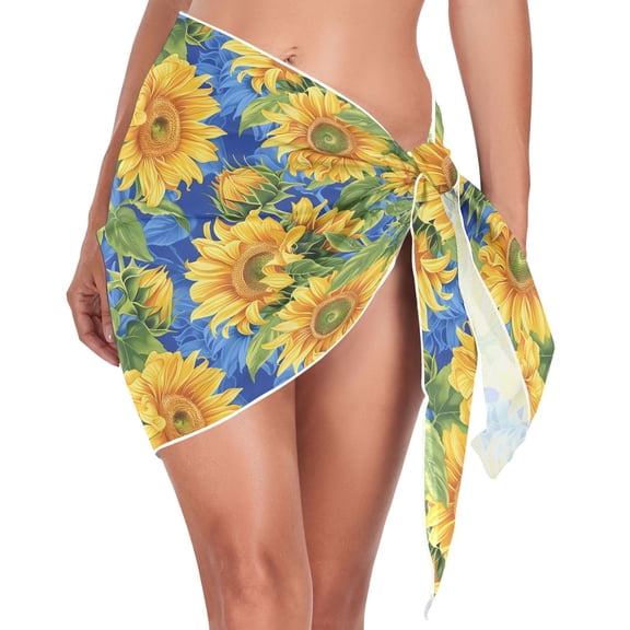 joogoo Sunflowers Field Women's Beach Sarong Bathing Suit Wrap Swimwear Cover Ups L