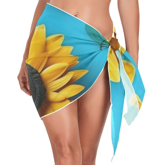 joogoo Sunflowers Women's Beach Sarong Bathing Suit Wrap Swimwear Cover Ups M