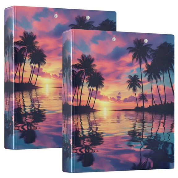 joogoo Sunset Landscape Hardcover 3 Ring Binder 1.5" Round Rings Interior Pockets Binders Organizer 2 Pack