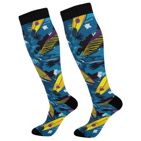 joogoo Surfboard Wave Socks Women Men Knee High Sock