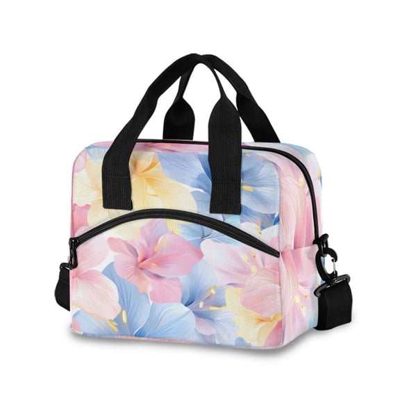 joogoo Sweet Lily Flower Insulated Lunch Bags Reusable Cooler Box with Shoulder Strap