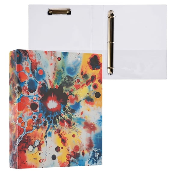 joogoo Swirl Art Tie Dye Hardcover 3 Ring Binder 1.5" Round Rings Interior Pockets Binders Organizer 1 Pack