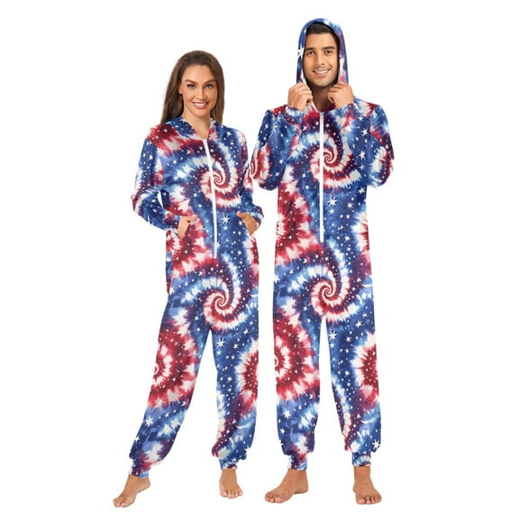 joogoo Swirl Tie Dye Stars Unisex Adults Onesies Pajamas Jumpsuits S