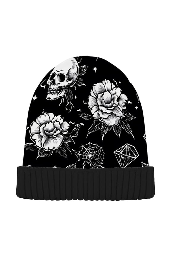 Tattoo Skeletons-a2 Beanie Hats Cuffed Winter Warm Knit Thick Beanies