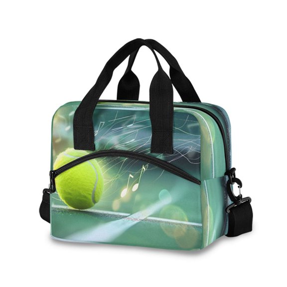 joogoo Tennis Ball Notes Insulated Lunch Bags Reusable Cooler Box with Shoulder Strap