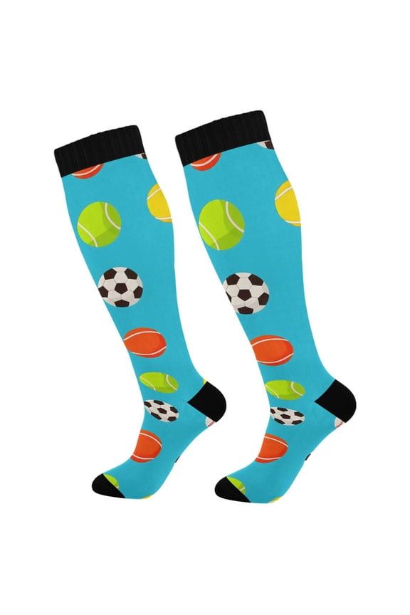 Tennis Balls Footballs Socks Women Men Knee High Sock