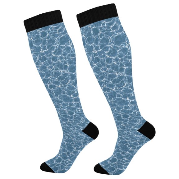 joogoo Texture Blue Socks Women Men Knee High Sock