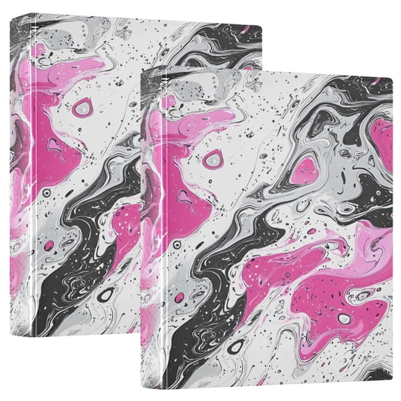 joogoo Tie Dye Marble Hardcover 3 Ring Binder 1.5" Round Rings Interior Pockets Binders Organizer 2 Pack