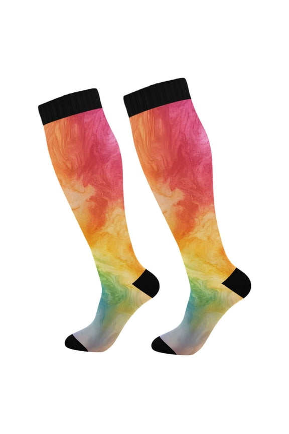 Tie Dye Pattern Socks Women Men Knee High Sock