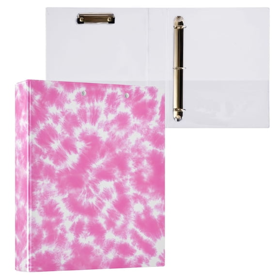 joogoo Tie Dye Pink Hardcover 3 Ring Binder 1.5" Round Rings Interior Pockets Binders Organizer 1 Pack
