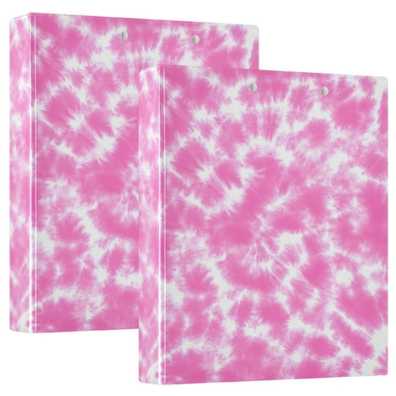 joogoo Tie Dye Pink Hardcover 3 Ring Binder 1.5" Round Rings Interior Pockets Binders Organizer 2 Pack