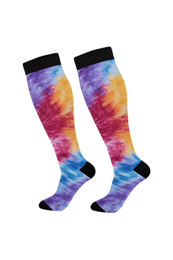 Tie Dye Purple Pattern Socks Women Men Knee High Sock