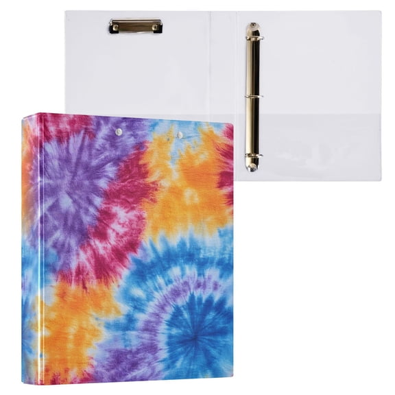 joogoo Tie Dye Purple Pattern Hardcover 3 Ring Binder 1.5" Round Rings Interior Pockets Binders Organizer 1 Pack