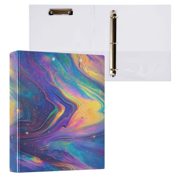 joogoo Tie Dye Rainbow Pattern Hardcover 3 Ring Binder 1.5" Round Rings Interior Pockets Binders Organizer 1 Pack