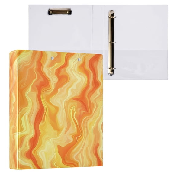 joogoo Tie Dye Yellow Pattern Hardcover 3 Ring Binder 1.5" Round Rings Interior Pockets Binders Organizer 1 Pack