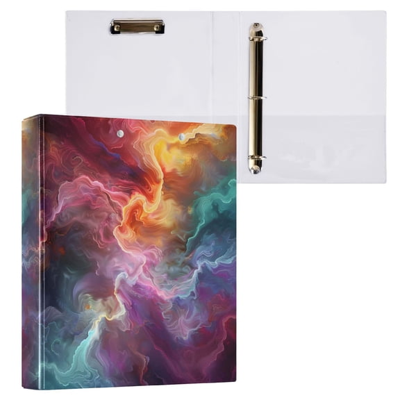 joogoo Tie-dye Purple Hardcover 3 Ring Binder 1.5" Round Rings Interior Pockets Binders Organizer 1 Pack