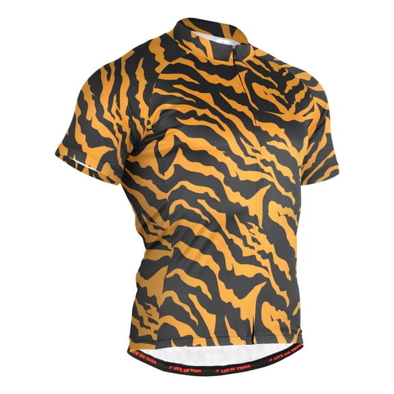 joogoo Tiger Print Background Men's Cycling Jerseys Mountain Bike Short Sleeve Tops XL
