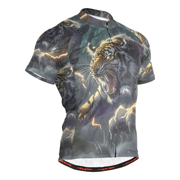joogoo Tiger at Forest Men's Cycling Jerseys Mountain Bike Short Sleeve Tops L
