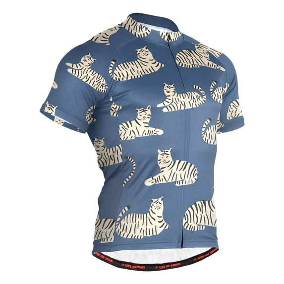 joogoo Tiger on Blue Men's Cycling Jerseys Mountain Bike Short Sleeve Tops M