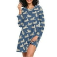 thumbnail image 1 of joogoo Tiger on Blue Women's Long Sleeve Nightgown Sleepwear L, 1 of 8