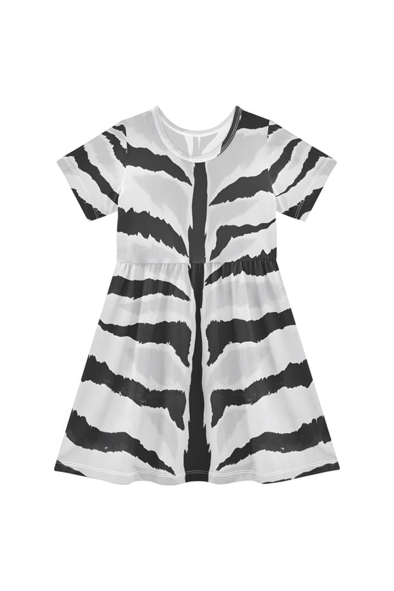 Tigers Stripes Girls' Short Sleeve Dress Kids Dresses 7-8T