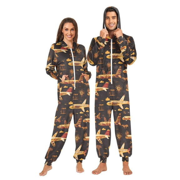 joogoo Totem Airplane Unisex Adults Onesies Pajamas Jumpsuits M