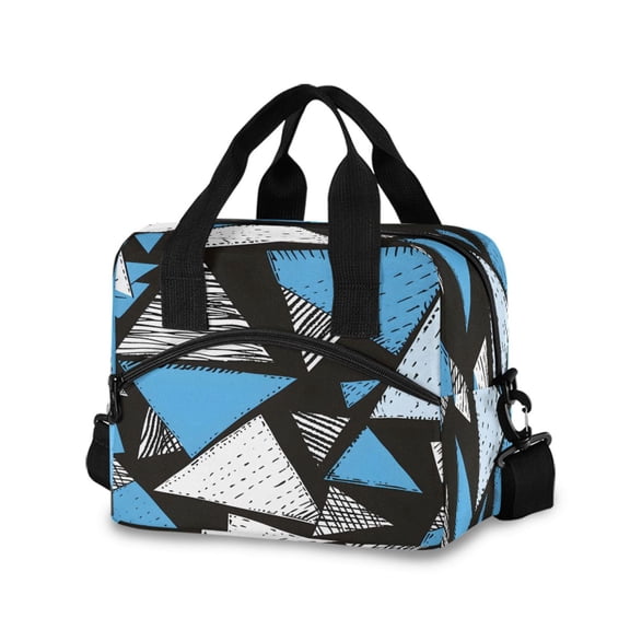 joogoo Triangle Geometry Artistic Insulated Lunch Bags Reusable Cooler Box with Shoulder Strap