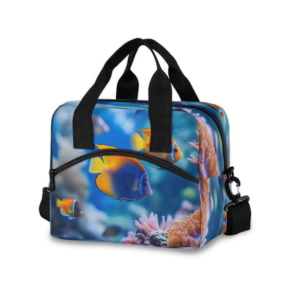 joogoo Tropical Fish Ocean Insulated Lunch Bags Reusable Cooler Box with Shoulder Strap