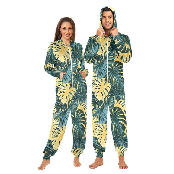joogoo Tropical Leaf-n3 Unisex Adults Onesies Pajamas Jumpsuits XL